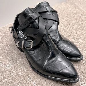 Sam Edelman Circus Black Croc Open Back Bootie- size 8.5